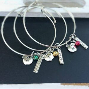 Teacher Appreciation Initial Bangle Bracelet- $9 with Free Shipping