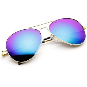 Sun-Spheric Polarized Mirror Classic Blue Aviator Style Sunglasses- $17 with Free Shipping