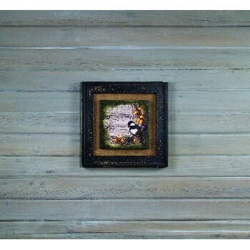 LIGHTED BURLAP AND MOSS FRAMED CANVAS WITH TIMER