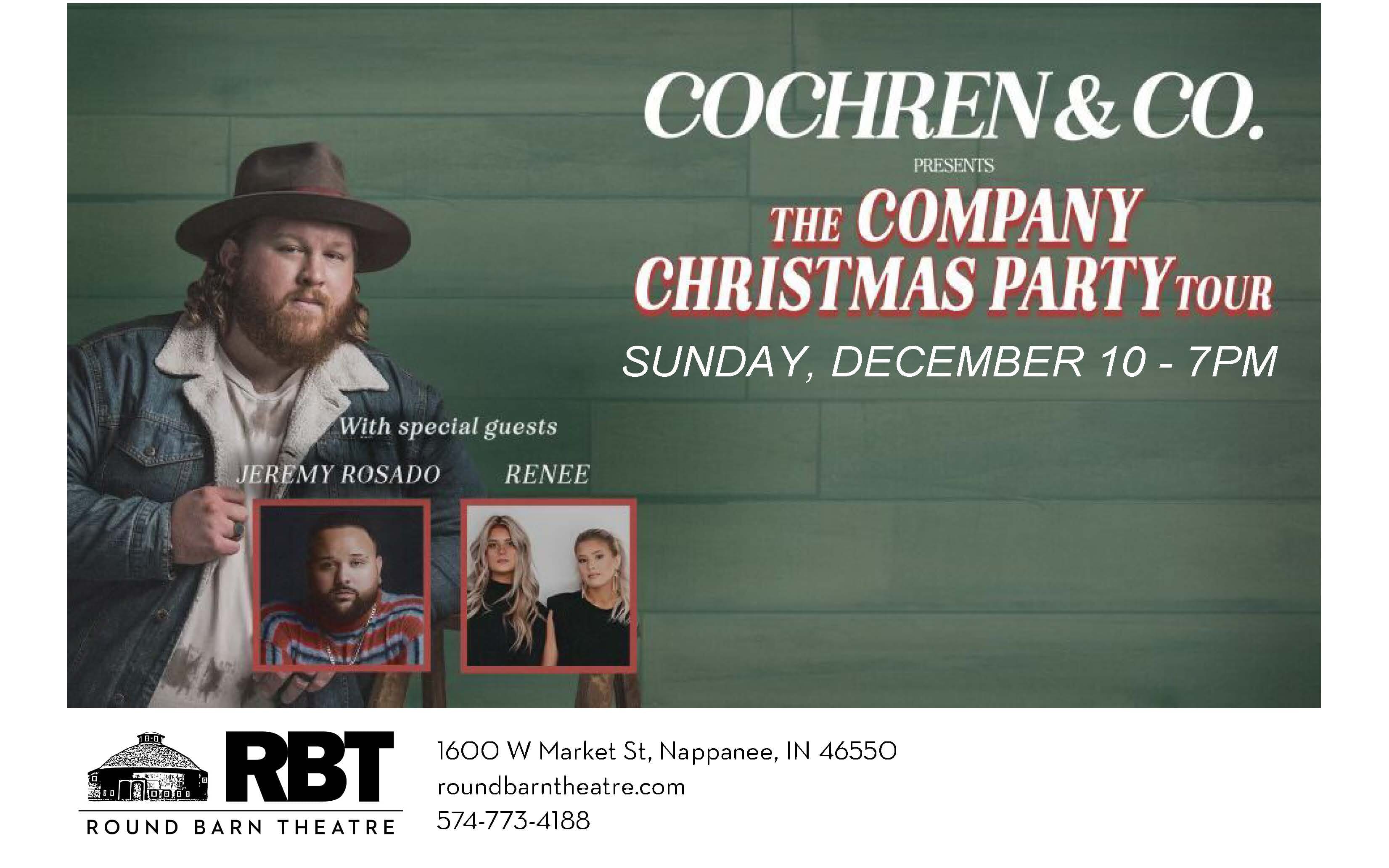 Round Barn Theatre Presents Cochren and Co Christmas Party! Sun Dec 10 7pm